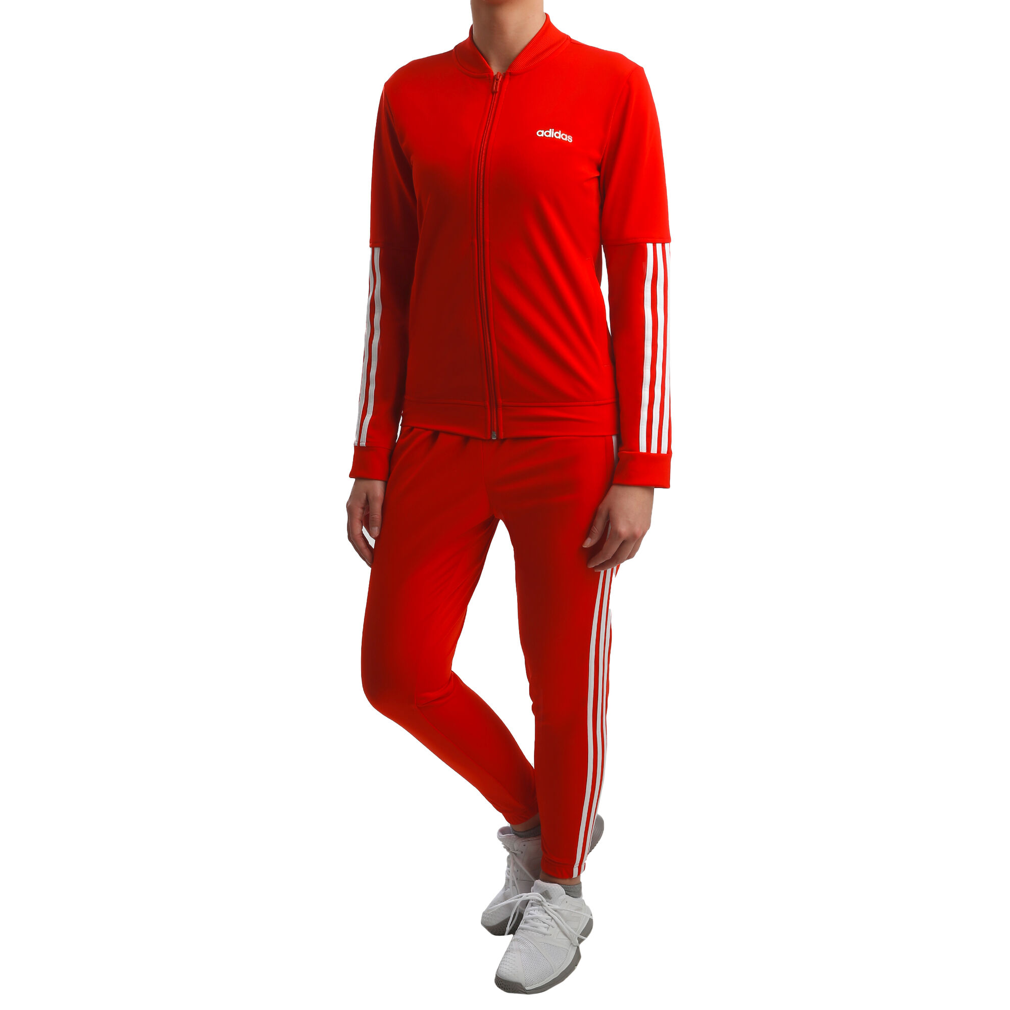 adidas Back2Basic 3 Stripes Trainingsanzug Damen - Rot ...
